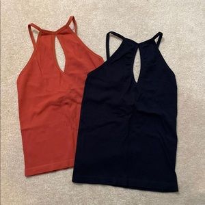 2 for 1!!! black and burnt orange tank tops / one size